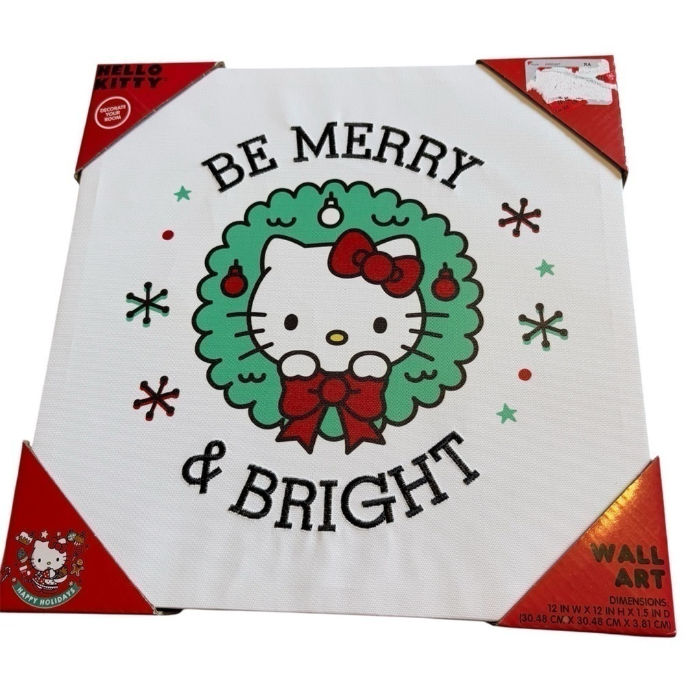 Hello Kitty Christmas Canvas Print Wall Hanging Decor NEW Be Merry & Bright